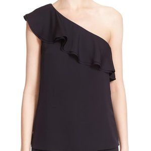 NWOT Theory One Shoulder Ruffle Silk Top XS